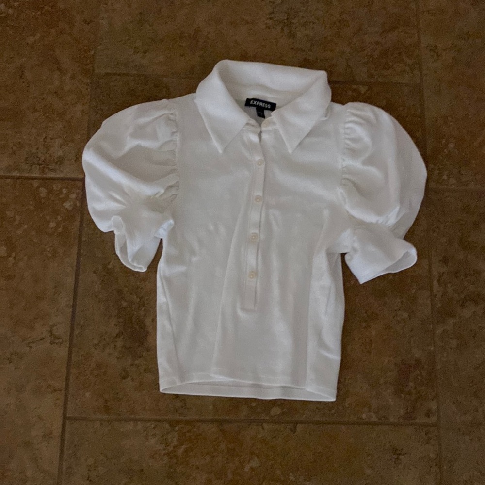 White Express button blouse